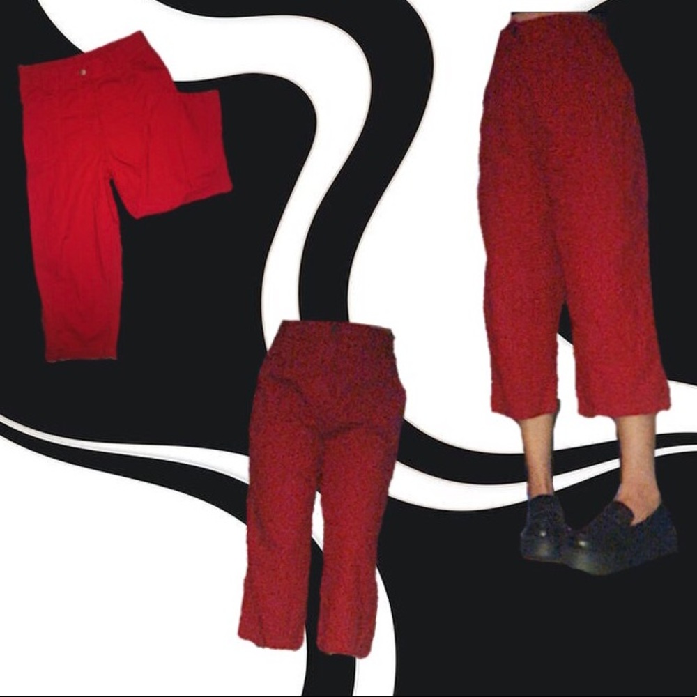 red wide leg pants